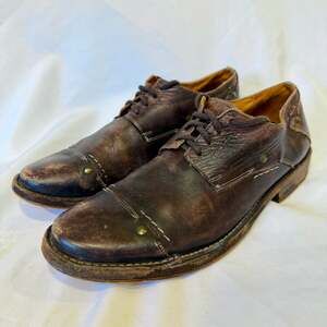 BED|STÜ Cobbler Mens Size 10.5 M Brown Distressed Leather Studded Cap Toe Oxford